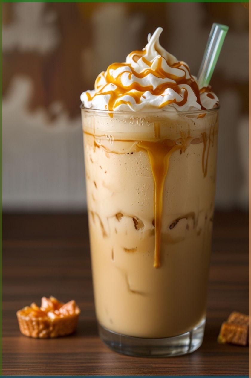 ICED LATTE , CARAMEL / HAZELNUT